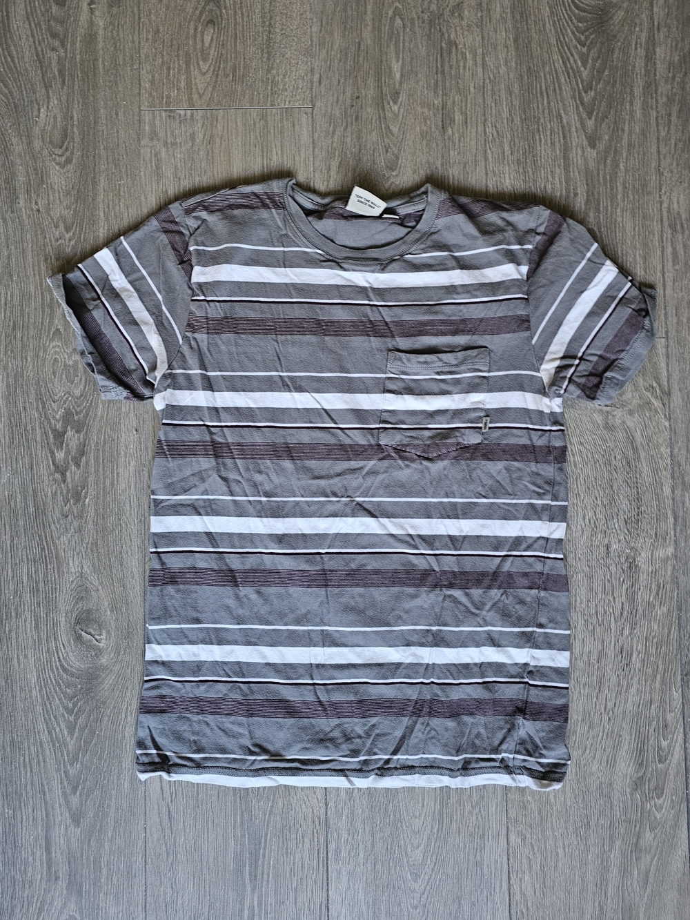 Vans Striped Pocket Tee in Gray and Brown